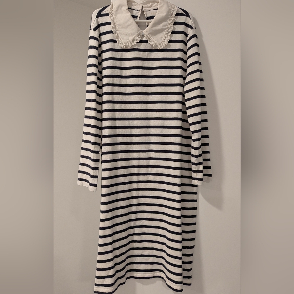 Kate Spade Black and White Striped Collared Dress